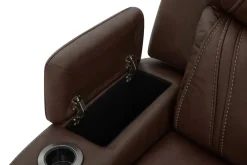 Mor Furniture Max 6 Piece 2 Power Sectional W/ 2 Power Armless Recliner In Aline Timber Leather