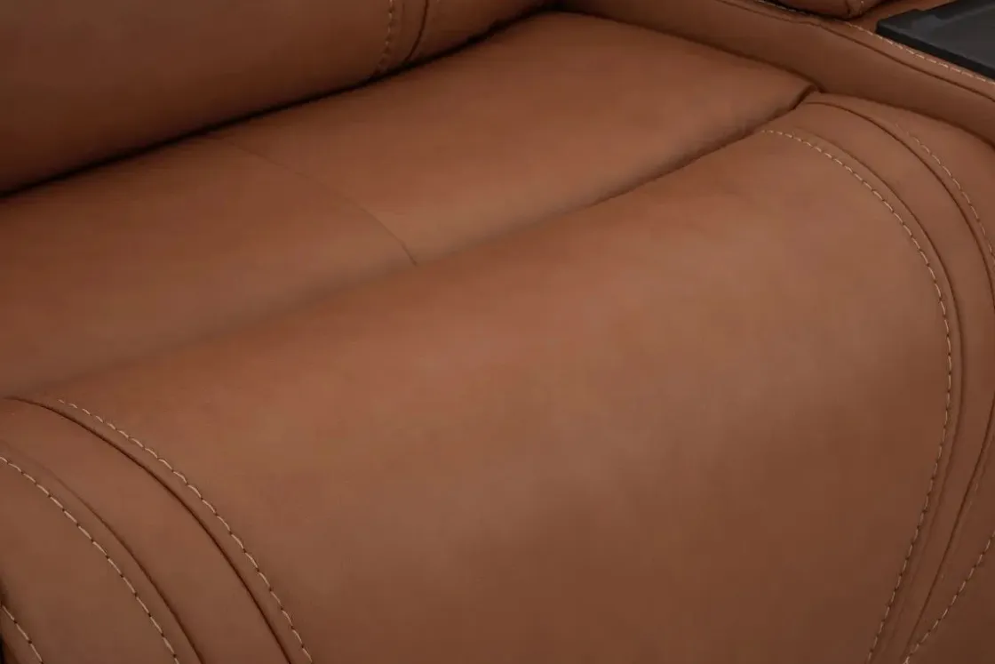 Mor Furniture Max 6 Piece 2 Power Sectional W/ 2 Power Armless Recliner In Aline Timber Leather
