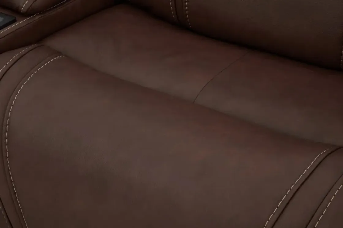 Mor Furniture Max 6 Piece 2 Power Sectional W/ 2 Power Armless Recliner In Aline Timber Leather