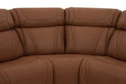 Mor Furniture Max 6 Piece 2 Power Sectional W/ 2 Power Armless Recliner In Aline Timber Leather