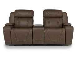Mor Furniture Max 2 Power Console Loveseat In Aline Timber Leather