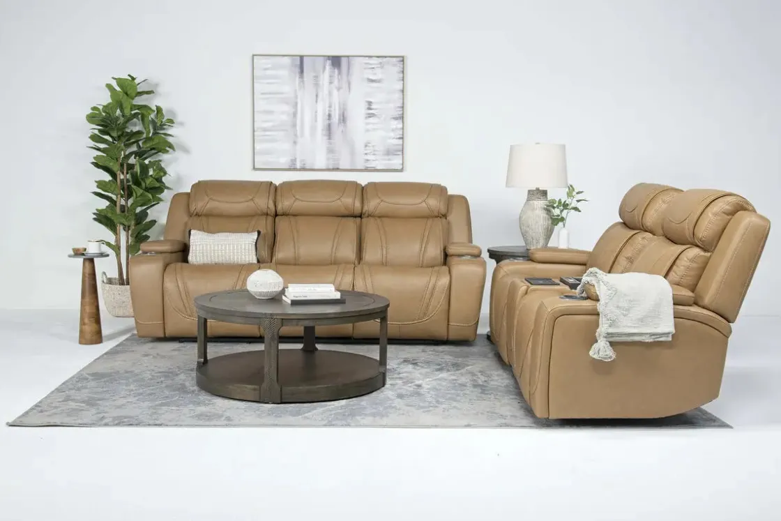 Mor Furniture Max 2 Power Sofa In Aline Butternut Leather
