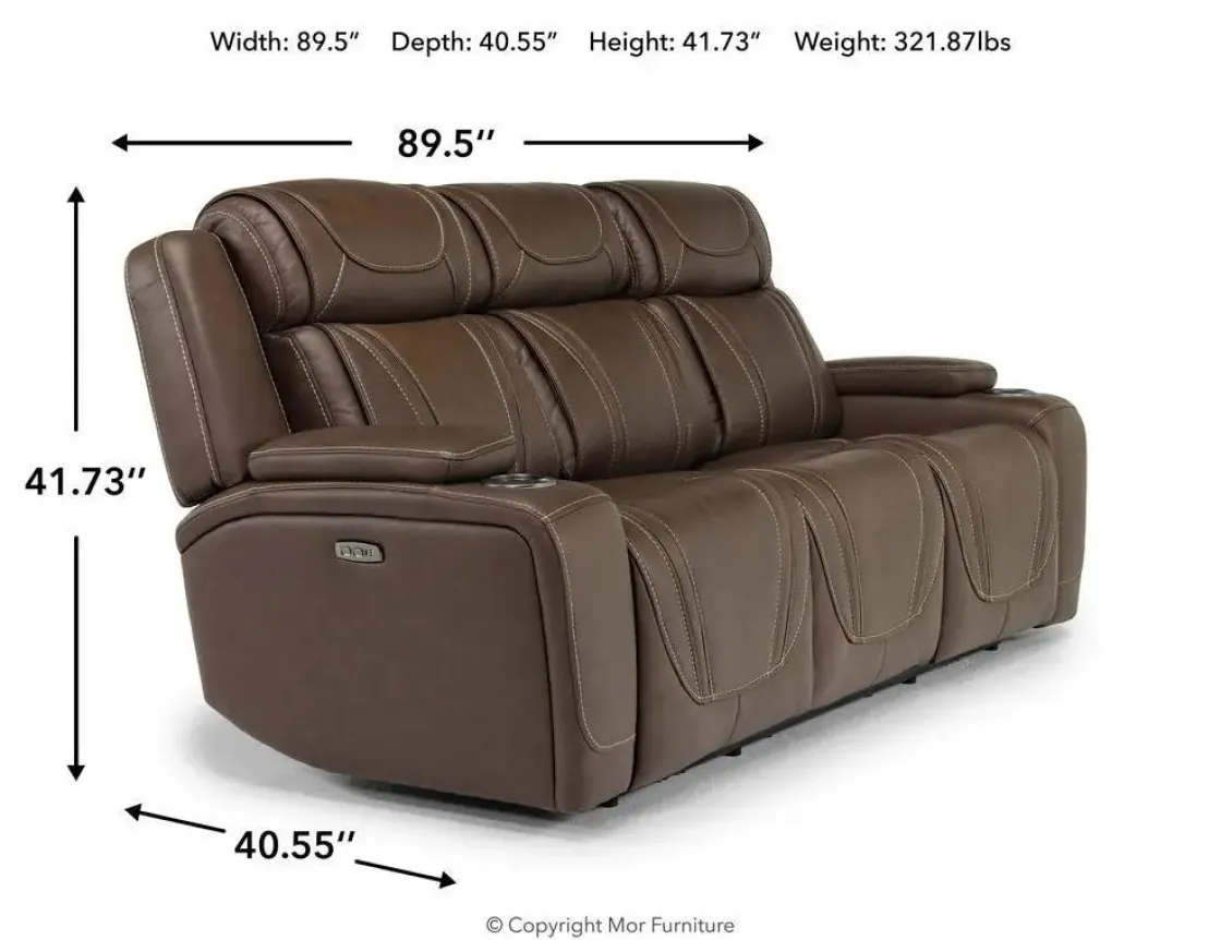 Mor Furniture Max 2 Power Sofa In Aline Butternut Leather