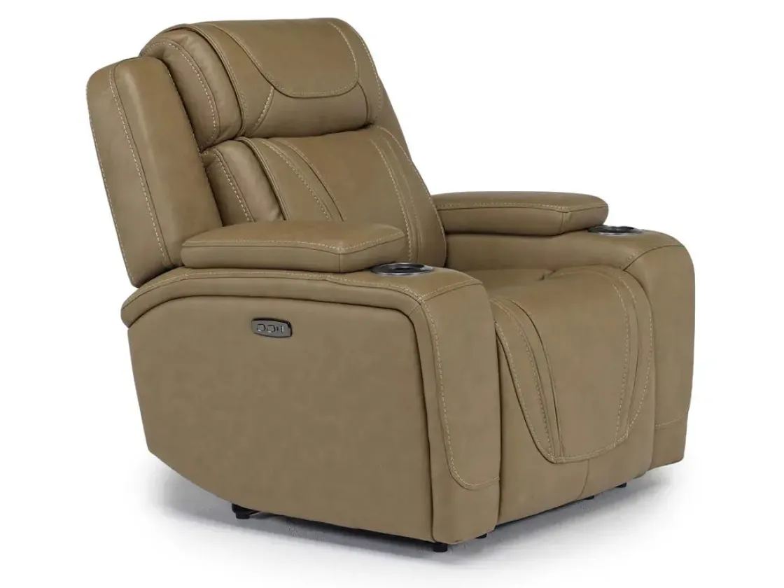 Mor Furniture Max Power Recliner In Aline Butternut Leather