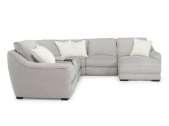 Mor Furniture Mayflower 6 Piece 2 Power Chaise Sectional W/ 2 Power Armless Recliner & Audio Console In Ashland Sand, Left Facing