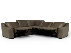 Mor Furniture Mayflower 5 Piece 2 Power Sectional In Seville Umber Leather