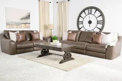 Mor Furniture Mayflower 2 Power Loveseat In Seville Umber Leather