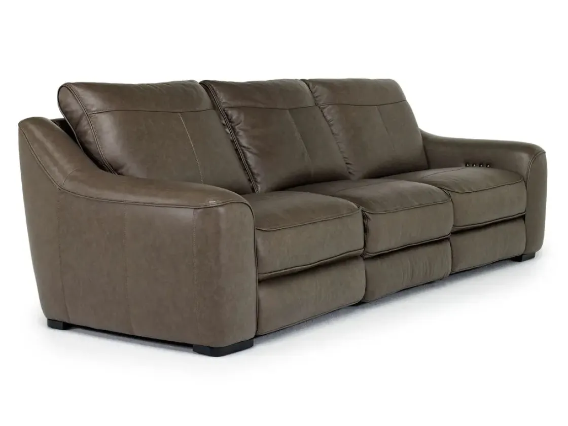 Mor Furniture Mayflower 2 Power Sofa In Seville Umber Leather