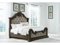 Mor Furniture Maylee Upholstered Panel Bed In Dark Brown, Queen