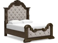 Mor Furniture Maylee Upholstered Panel Bed In Dark Brown, Queen