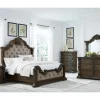 Mor Furniture Maylee Upholstered Panel Bed, Dresser, Mirror & Nightstand In Dark Brown, Queen
