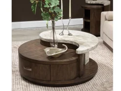 Mor Furniture Mcpherson Round Coffee Table In Burnt Umber