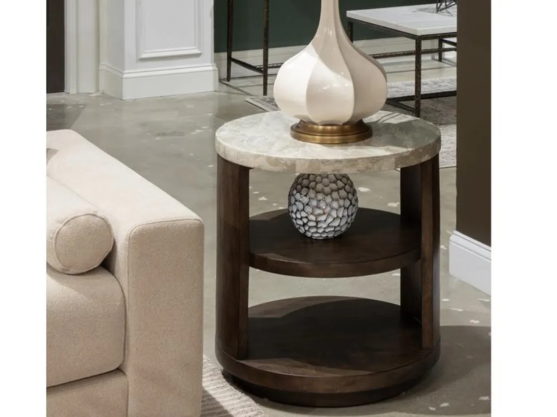 Mor Furniture Mcpherson Round End Table In Burnt Umber