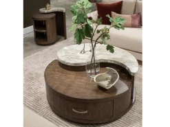 Mor Furniture Mcpherson Round End Table In Burnt Umber