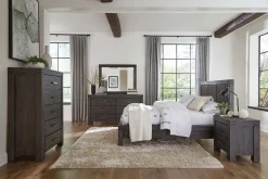 Mor Furniture Meadow Panel Storage Bed, Dresser, Mirror & Nightstand In Gray, Full