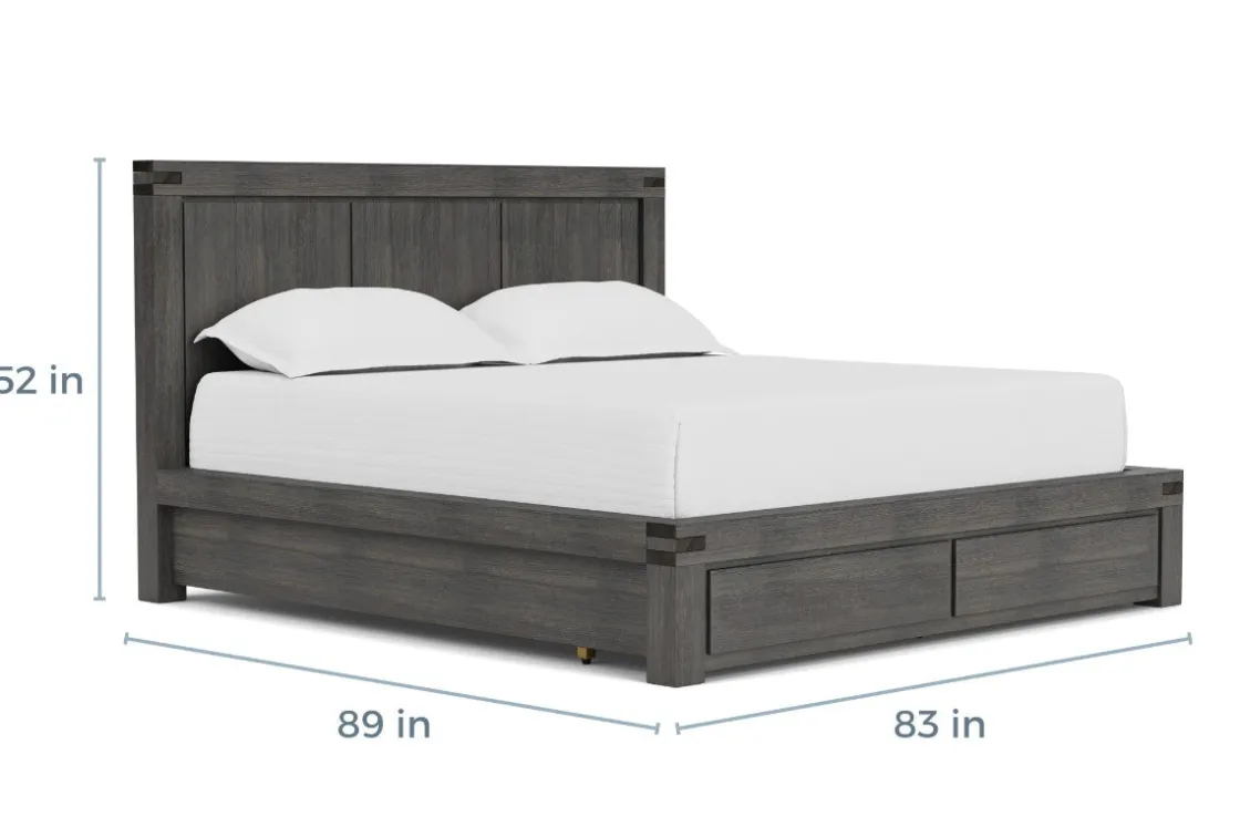 Mor Furniture Meadow Panel Storage Bed, Dresser, Mirror & Nightstand In Gray, Full