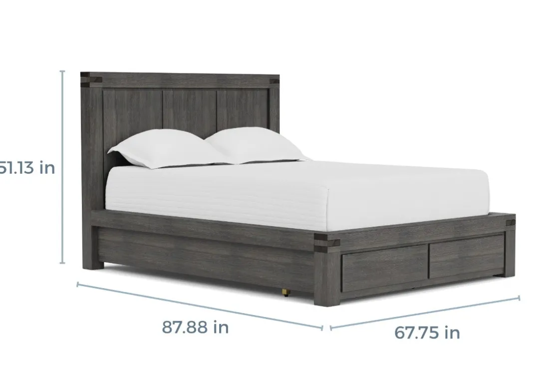 Mor Furniture Meadow Panel Storage Bed, Dresser, Mirror & Nightstand In Gray, Full