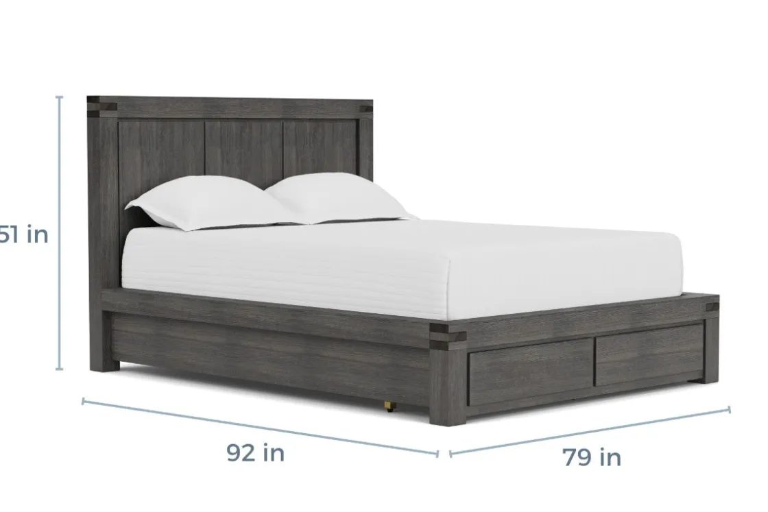 Mor Furniture Meadow Panel Storage Bed, Dresser, Mirror & Nightstand In Gray, Full