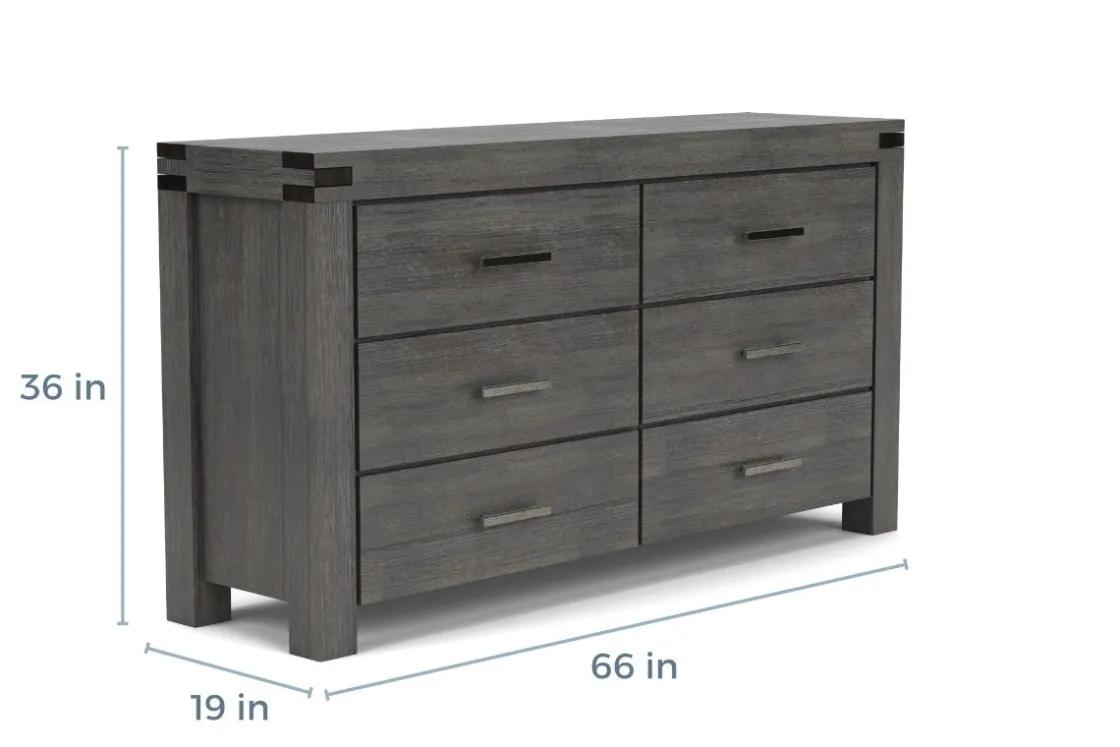 Mor Furniture Meadow Panel Storage Bed, Dresser, Mirror & Nightstand In Gray, Full