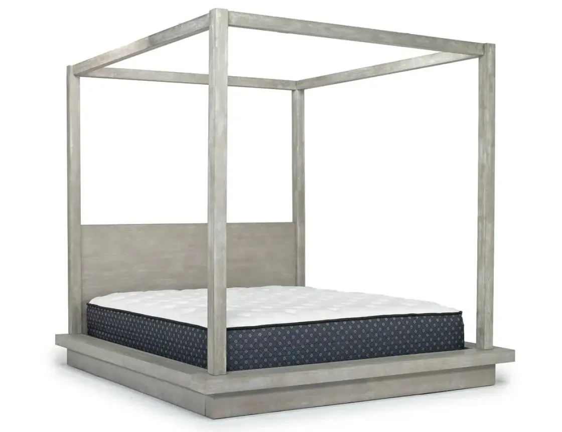 Mor Furniture Melbourne Canopy Bed, Dresser, Mirror, Nightstand In Brown Mel, Queen