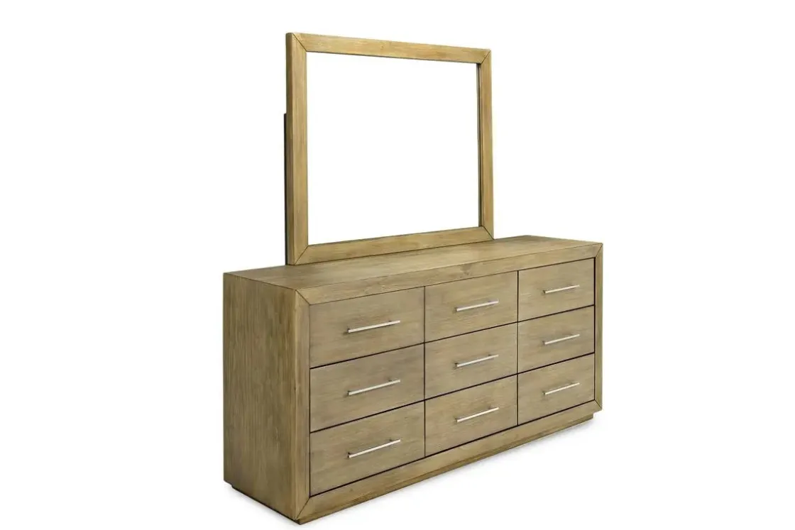 Mor Furniture Melbourne Canopy Bed, Dresser, Mirror, Nightstand In Brown Mel, Queen
