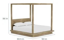 Mor Furniture Melbourne Canopy Bed, Dresser, Mirror, Nightstand In Brown Mel, Queen