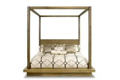 Mor Furniture Melbourne Canopy Bed, Dresser, Mirror, Nightstand In Brown Mel, Queen