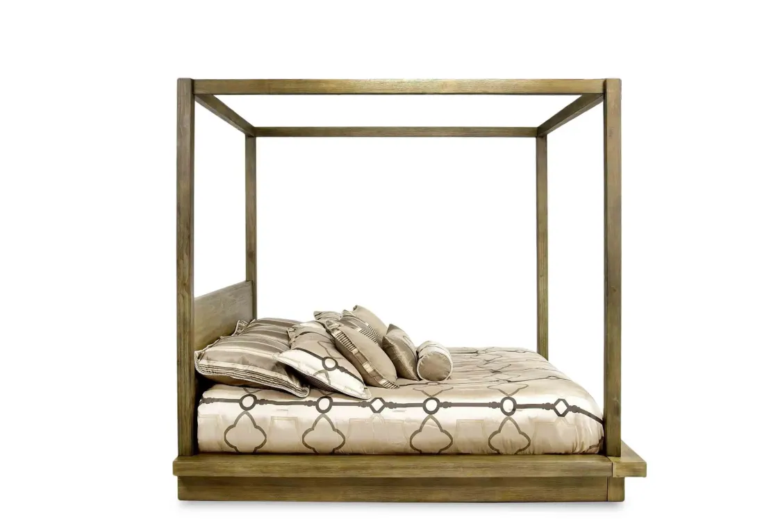 Mor Furniture Melbourne Canopy Bed In Mineral, Queen