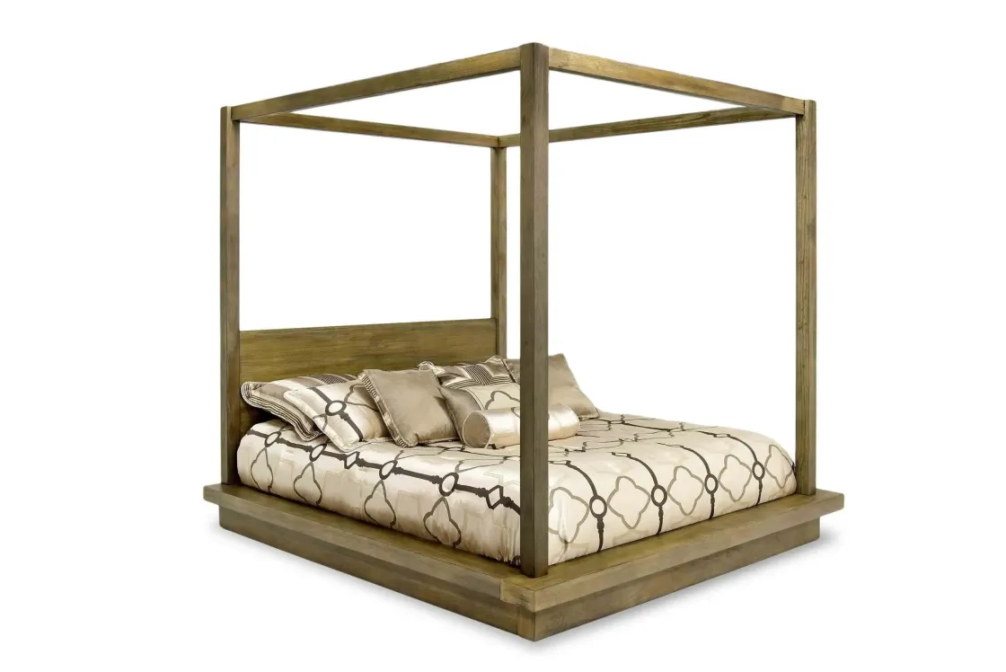Mor Furniture Melbourne Canopy Bed In Mineral, Queen