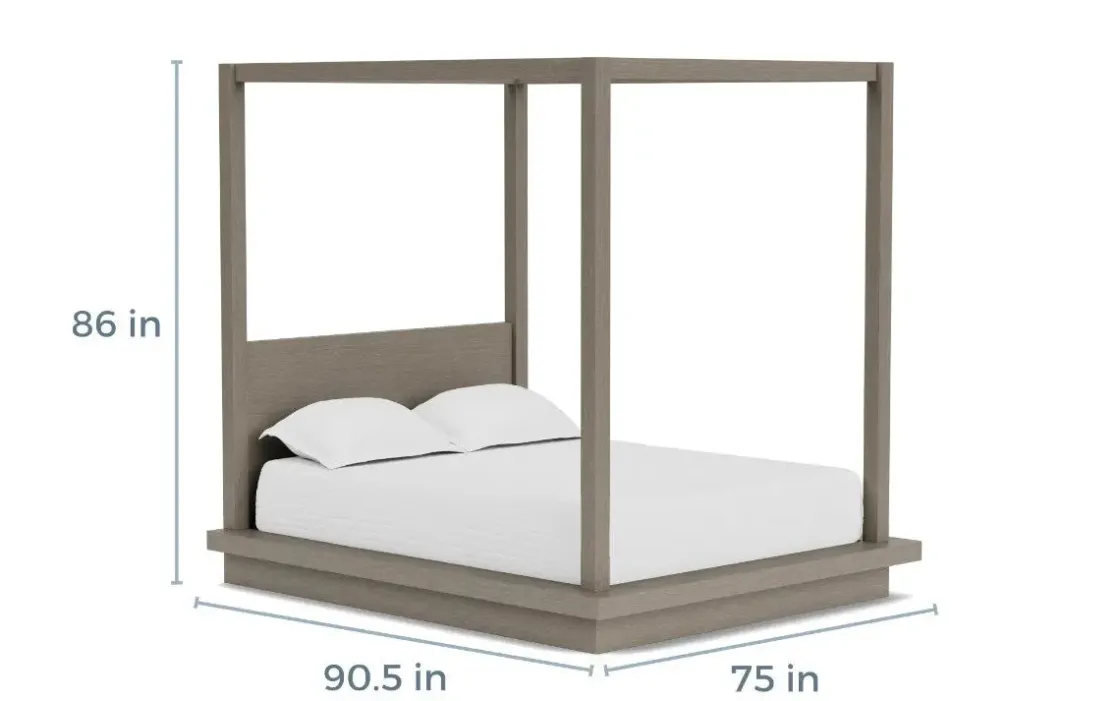 Mor Furniture Melbourne Canopy Bed In Mineral, Queen