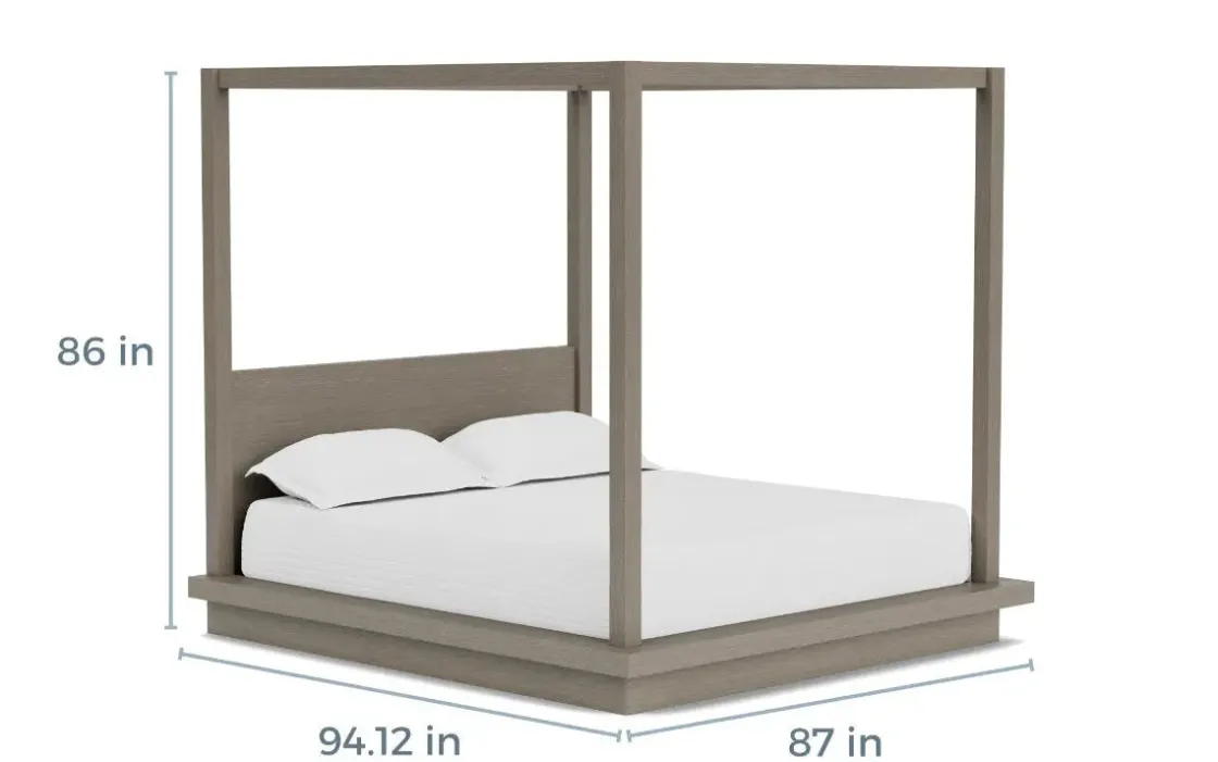 Mor Furniture Melbourne Canopy Bed In Mineral, Queen