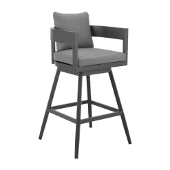 Mor Furniture Menorca Outdoor Counter Height Swivel Stool In Dark Gray
