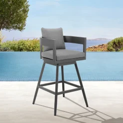 Mor Furniture Menorca Outdoor Counter Height Swivel Stool In Dark Gray