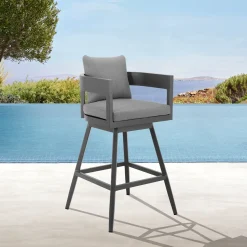 Mor Furniture Menorca Outdoor Swivel Barstool In Dark Gray