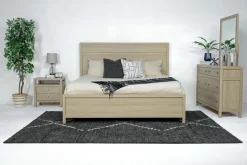 Mor Furniture Merrifield Panel Bed, Dresser, Mirror & Nightstand In Pecan Sandy, Twin