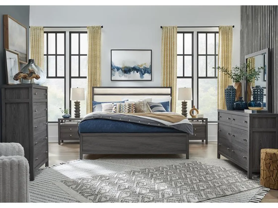 Mor Furniture Merrifield Upholstered Bed In Raisin Black, Twin