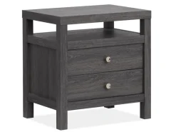 Mor Furniture Merrifield Upholstered Bed, Dresser, Mirror & Nightstand In Raisin Black, Twin