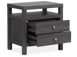 Mor Furniture Merrifield Upholstered Bed, Dresser, Mirror & Nightstand In Raisin Black, Twin