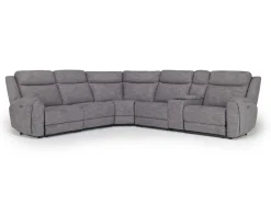 Mor Furniture Mia 6 Piece 2 Power Sectional W/ 2 Power Armless Recliner In Gray