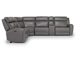 Mor Furniture Mia 6 Piece 2 Power Sectional W/ 2 Power Armless Recliner In Gray