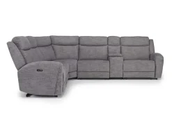 Mor Furniture Mia 6 Piece 2 Power Sectional W/ 2 Power Armless Recliner In Gray