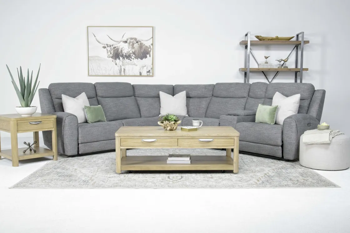 Mor Furniture Mia 6 Piece 2 Power Sectional In Gray