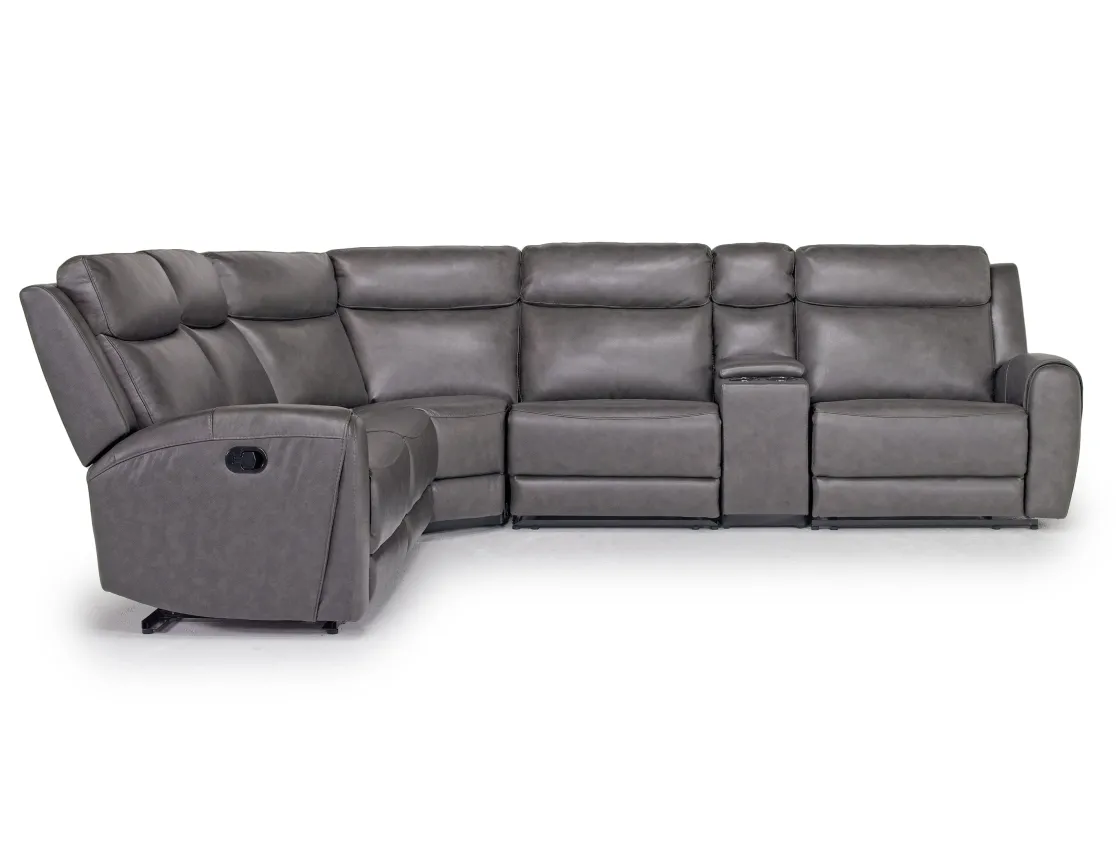 Mor Furniture Mia 6 Piece Reclining Sectional W/ Armless Recliner In Gray