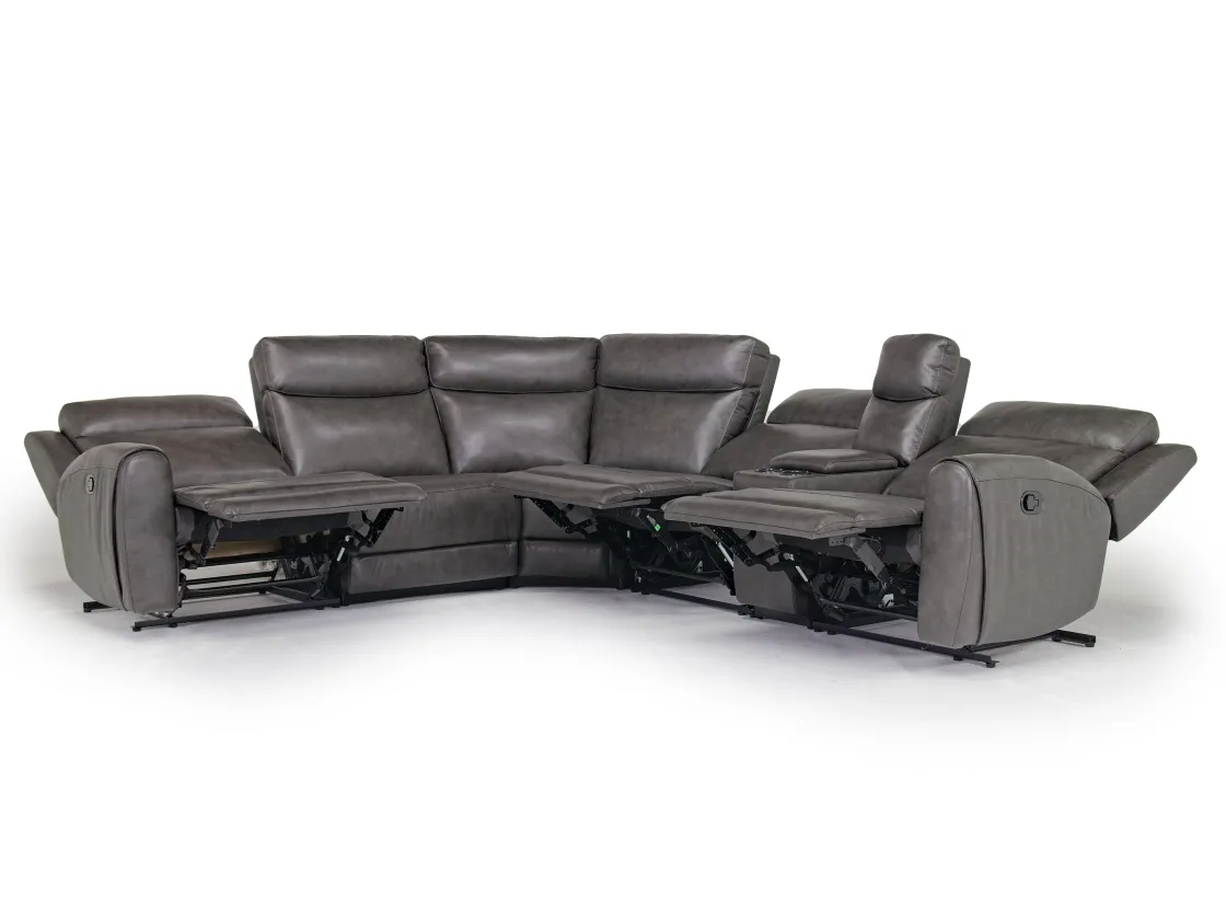 Mor Furniture Mia 6 Piece Reclining Sectional W/ Armless Recliner In Gray