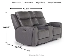Mor Furniture Mia 2 Power Console Loveseat In Gray