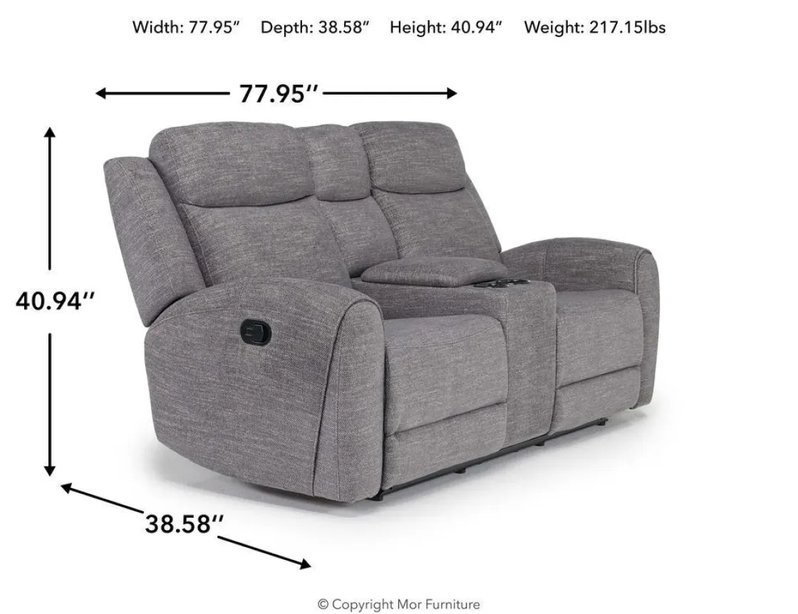 Mor Furniture Mia Reclining Console Loveseat In Gray