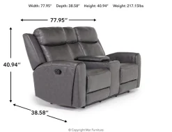 Mor Furniture Mia Reclining Console Loveseat In Gray