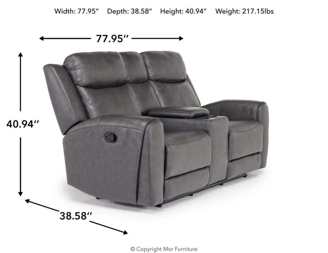 Mor Furniture Mia Reclining Console Loveseat In Gray