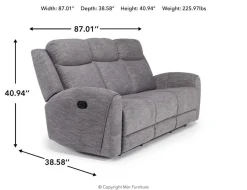 Mor Furniture Mia Reclining Sofa In Gray