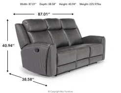 Mor Furniture Mia Reclining Sofa In Gray